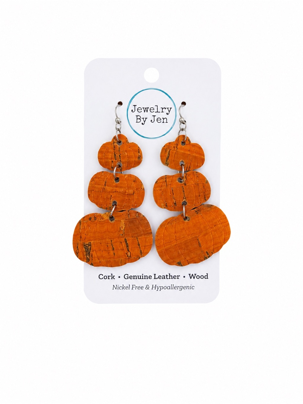 Pumpkin Cork Triple-Drop Earrings